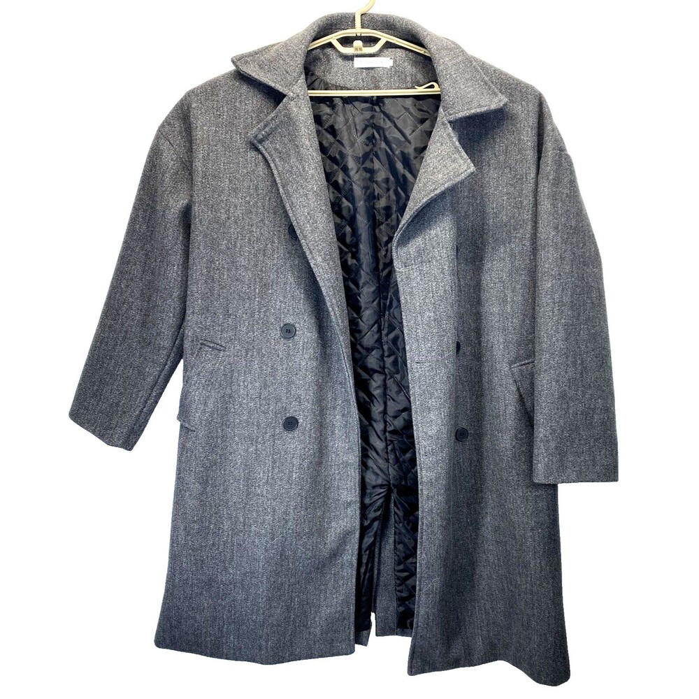 Unbranded Women's Gray 3X Long Sleeve Button Down Faux Wool Thick Jacket Coat